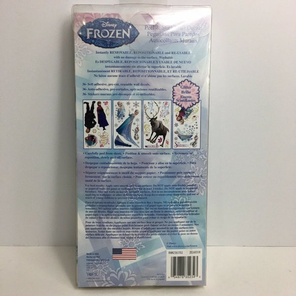 Disney Frozen 36 Wall Decals Removable Repositionable Glitter Elsa Anna Olaf New - Picture 2 of 12